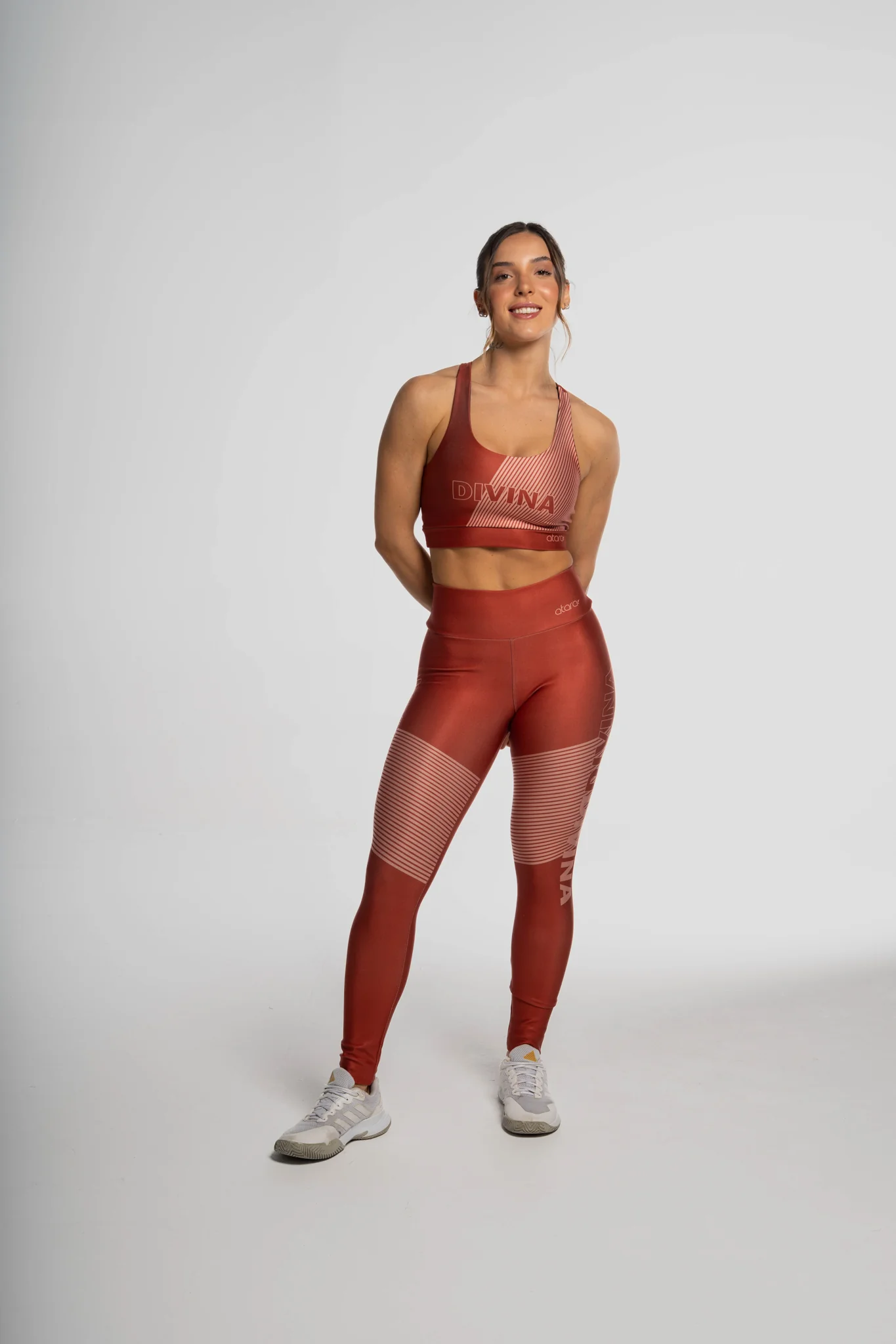 Legging Estampa Localizada Listra Lateral Marrom - Image 6